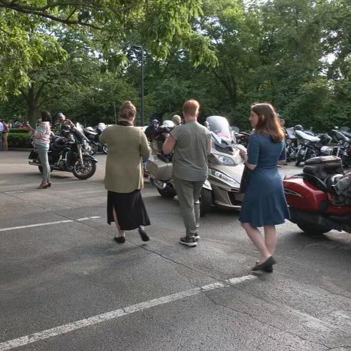 Riders with the 'Run for the Wall' motorcycle caravan visit Louisville's VA Hospital